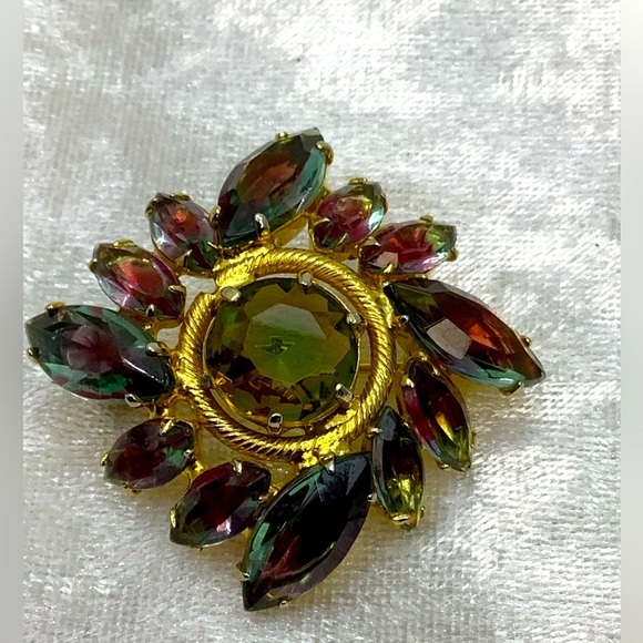 Vintage Art Glass Jewel tones Brooch - Picture 3 of 8